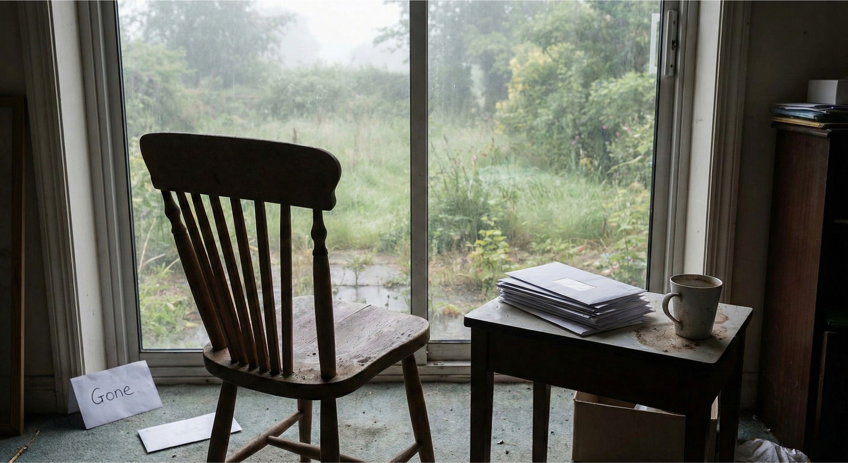 Empty chair facing away, symbolizing avoidance
